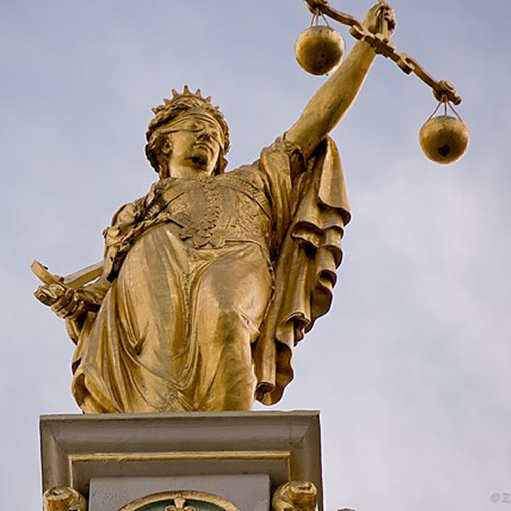 Golden Lady Justice in Bruge, Belgium